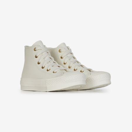 CONVERSE chuck taylor all star CHUCK TAYLOR ALL STAR EVA LIFT HI LEATHE BEIGE/DORATO BAMBINO