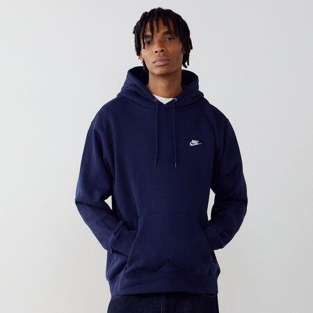 NIKE HOODIE CLUB SMALL LOGO BLU SCURO/BIANCO UOMO