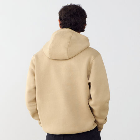 NIKE HOODIE CLUB SMALL LOGO BEIGE/BIANCO UOMO