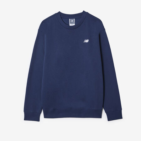 NEW BALANCE SWEAT CREW SMALL LOGO BLU SCURO/BIANCO UOMO