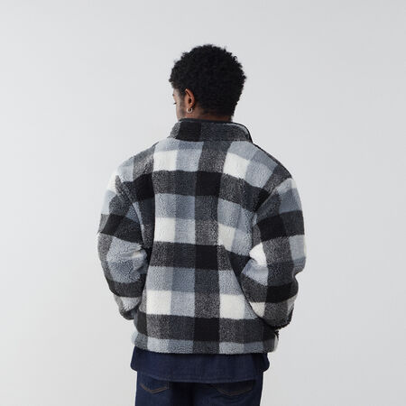 NIKE SWEAT HALF ZIP PLAID SHERPA NERO/BIANCO UOMO
