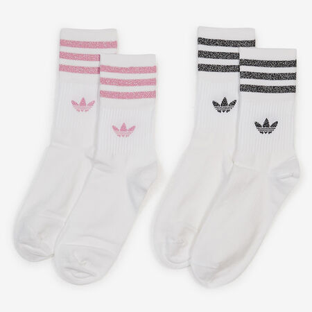 ADIDAS ORIGINALS CHAUSSETTES X2 MID CUT GLITTER NERO/ROSA DONNA