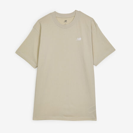 NEW BALANCE TEE SHIRT SMALL LOGO ESSENTIALS BEIGE/BIANCO UOMO