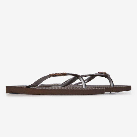 HAVAIANAS SLIM LOGO METALLIC MARRONE DONNA