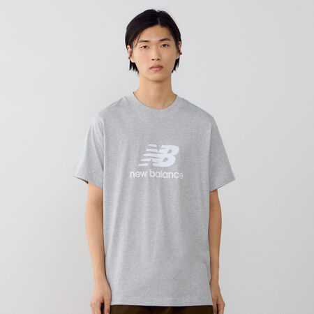 NEW BALANCE TEE SHIRT BIG LOGO GRIGIO/BIANCO UOMO