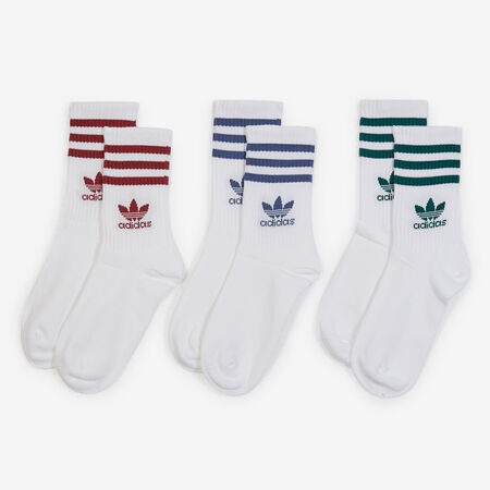 ADIDAS ORIGINALS CHAUSSETTES X3 MID CUT CREW TREFOIL BIANCO/BORDEAUX UOMO