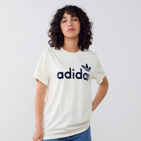 ADIDAS ORIGINALS TEE SHIRT LOGO BIANCO/BLU SCURO DONNA