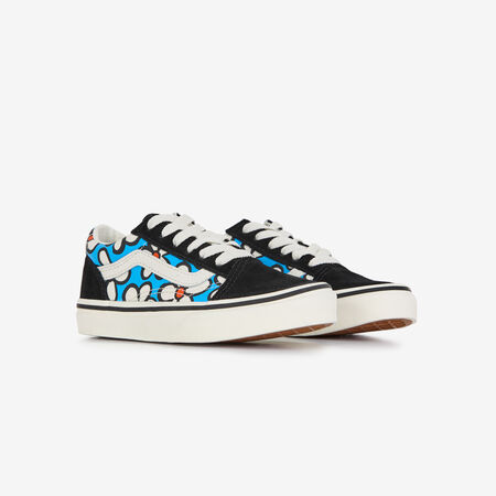 VANS OLD SKOOL FLOWERS NERO/BLU BAMBINO