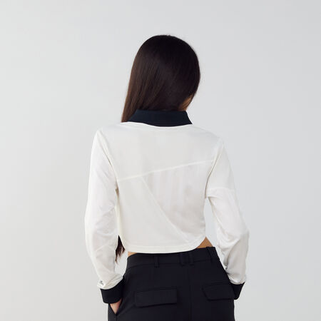 NIKE TOP CROP JERSEY BIANCO/NERO DONNA