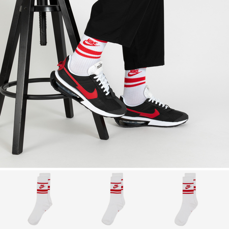 NIKE CALZINI X3 CREW STRIPE BLANC/ROUGE UNISEX