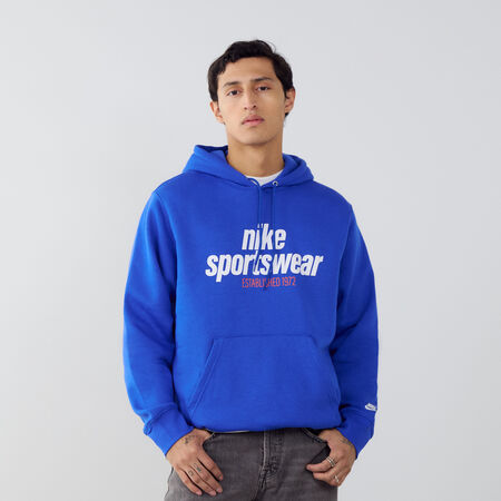 NIKE HOODIE LINEAR LOGO BLU/BIANCO UOMO