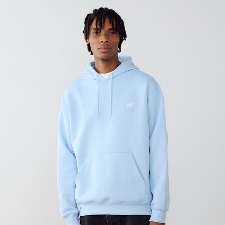 NEW BALANCE HOODIE SMALL LOGO BLU CIELO UOMO