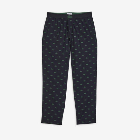 LACOSTE PANTALON LOGO AOP BLU SCURO/VERDE UOMO