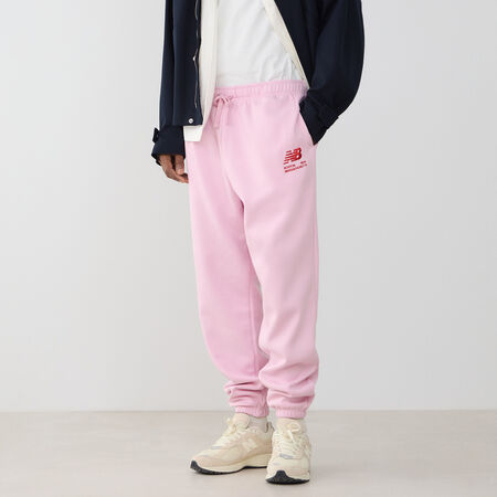 NEW BALANCE PANT JOGGER EMBRO LOGO BOSTON 06 ROSA/ROSSO UOMO