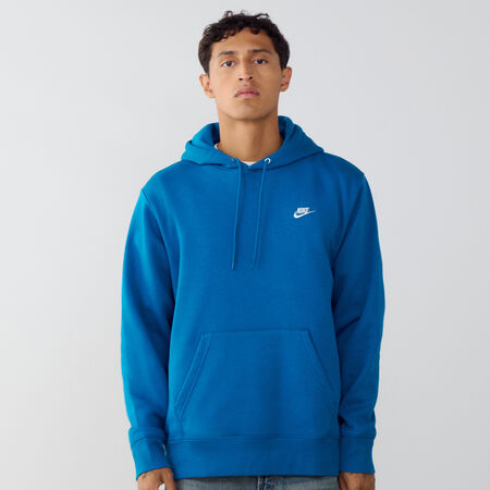NIKE HOODIE CLUB SMALL LOGO BLU/BIANCO UOMO