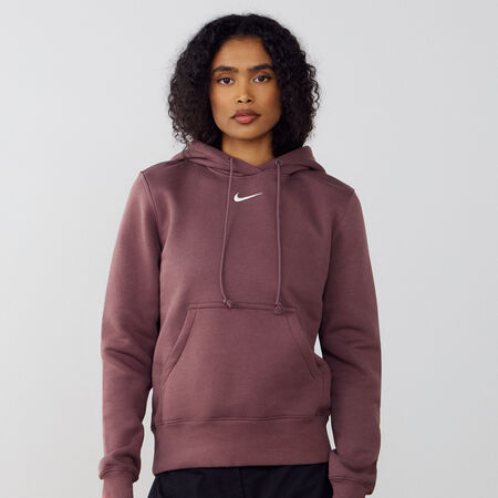 NIKE HOODIE CLUB CENTERED LOGO MARRONE DONNA