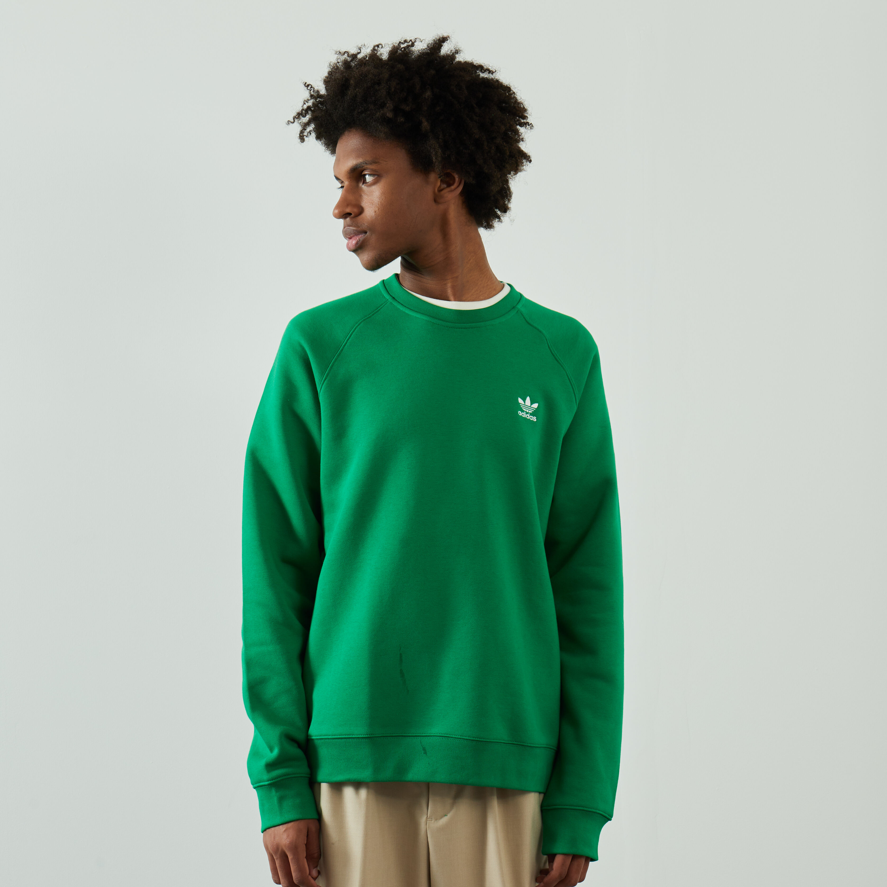 ADIDAS ORIGINALS FELPA CREW ESSENTIAL TREFOIL VERDE FELPA UOMO