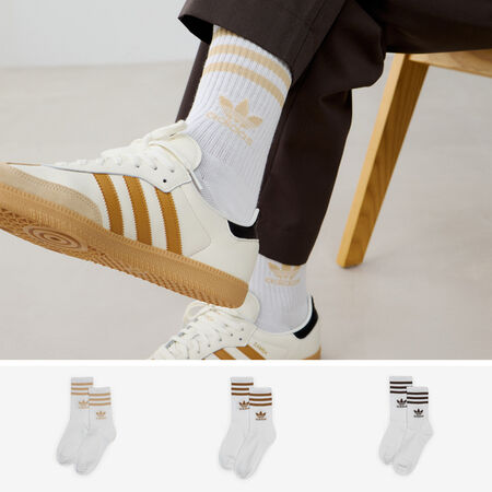 ADIDAS ORIGINALS CHAUSSETTES X3 CREW 3 STRIPES BIANCO/BEIGE UNISEX