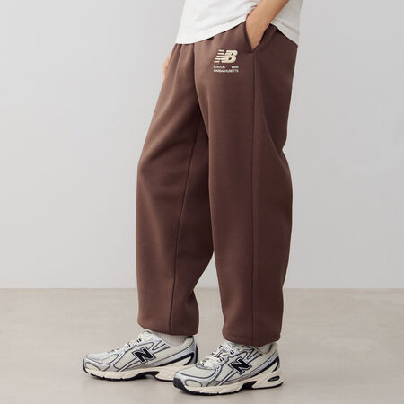 NEW BALANCE PANT JOGGER BOSTON LOGO MARRONE/BEIGE UOMO