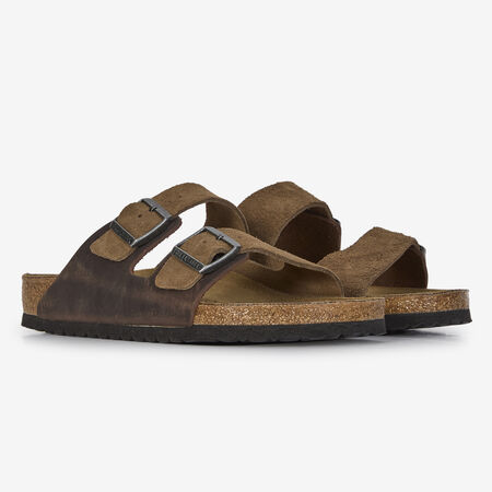 BIRKENSTOCK ARIZONA LEATHER MIX DARK TEA MARRONE UOMO