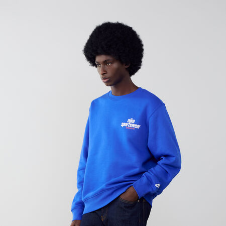 NIKE SWEAT CREW LINEAR LOGO BLU/BIANCO UOMO